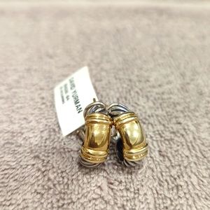 David Yurman earrings metro cable 14k and sterling silver with omega backs